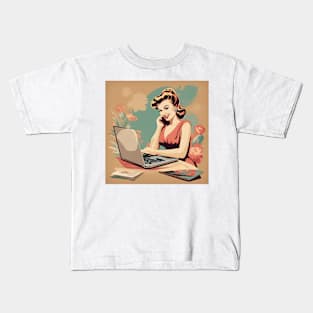 Macbook Muse Vintage Art Beauty Pin Up Art Kids T-Shirt